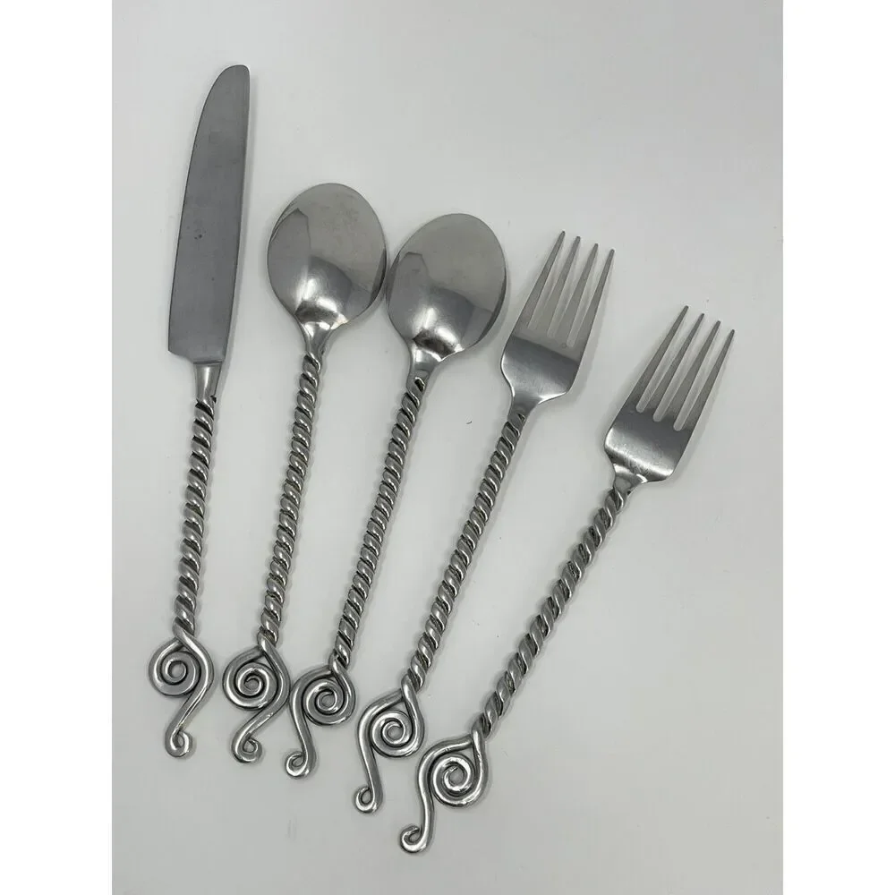 World Market Maroc Twist 1 Dinner Knife  2 Dinner Forks 2 Dinner Spoons Set Of 5
